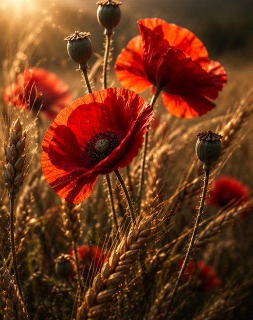 Coquelicots rouges dans un champ de blé