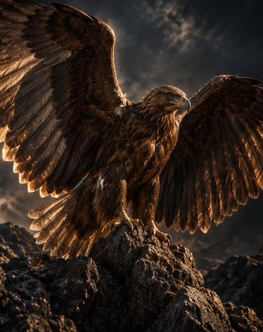 Aigle aux ailes déployées